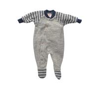 Engel Natur Frühchen und Baby Schlafanzug mit Fuß Bio-Merinowolle Frottee hellgrau melange Gr.44