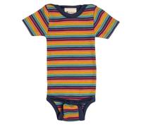 Engel Natur Gestreiftes Baby Body Kurzarm 70% kbT-Merinowolle, 30% Seide, GOTS zertifiziert, Made in Germany (Multicolour, 62-68)