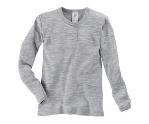 Engel Natur Kinder Langarmshirt Unterhemd Wolle Seide grau-melange Gr.116