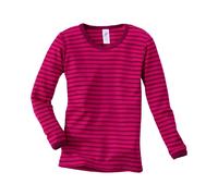 Engel Natur Kinder Langarmshirt Unterhemd Wolle Seide himbeere-geringelt Gr.116