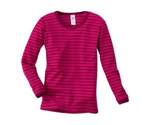 Engel Natur Kinder Langarmshirt Unterhemd Wolle Seide himbeere-geringelt Gr.116