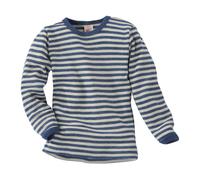 Engel Natur Kinder Unterhemd Langarm Bio-Merinowolle blau-geringelt Gr.104