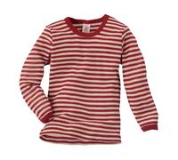 Engel Natur Kinder Unterhemd Langarm Bio-Merinowolle rot-geringelt Gr.116