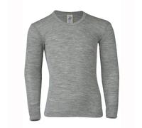 Engel natur Kinder Unterhemd Langarm Bio-Schurwolle/Seide Hellgrau Melange 128