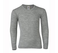 Engel natur Kinder Unterhemd Langarm Bio-Schurwolle/Seide Hellgrau Melange 176