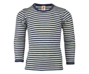 Engel natur Kinder Unterhemd Langarm Schurwolle kbT Blau Melange/Natur 116