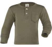 Engel Natur, Baby Shirt mit Knopfleiste, 70% Wolle (kbT), 30% Seide, Natur (Olive, 86/92)