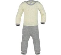 Engel natur Schlafstrampler aus Merinowolle und Seide mit Fuß-Umschlag gepunktet 50/56
