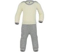 Engel natur Schlafstrampler aus Merinowolle und Seide mit Fuß-Umschlag gepunktet 62/68