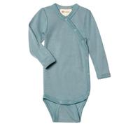 Engel Natur | Wickelbody langarm | 70% Wolle (kbT), 30% Seide | GOTS zertifiziert (Bergblau, 62-68)