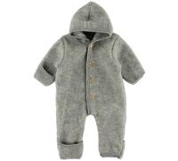 Engel Schurwolle Fleece Overall mit Kapuze und Knöpfen 50/56 Hellgrau melange 50 / 56