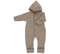 Engel Overall mit Kapuze, 100% Schurwolle Fleece, Natur, Gr. 50/56-86/92, 4 Farben (50/56, Walnuss Melange)