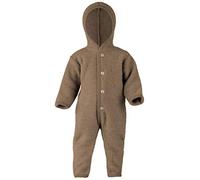 Engel Overall mit Kapuze, 100% Schurwolle Fleece, Natur, Gr. 50/56-86/92, 4 Farben (50/56, Walnuss Melange)