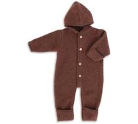 Engel Baby Overall mit Kapuze und Knöpfen aus Schurwolle / Fleece 50/56 Zimt melange