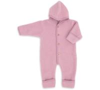 Engel Overall mit Kapuze, 100% Schurwolle Fleece, Natur, Gr. 50/56-86/92, 4 Farben (74/80, Rosenholz Melange)