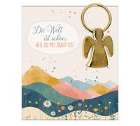 Butzon & Bercker Engel-Schlüsselanhänger - Die Welt ist schön, weil du mit drauf bist