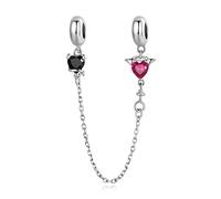 Engel und Dämon-Silikon-Sicherheitskette Charm 925 Sterling Silber Charm passt für Pandora-Armband-Halskette