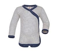 Engel Baby-Wickelbody langarm Wolle (kbT)/Seide Natur/Marine Größe 74/80