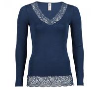 Engel - Women's Shirt L/S mit Spitze - Seidenunterwäsche, Gr. XS 34/36, blau (Marine)