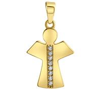 Engelanhänger FIRETTI "Schmuck Geschenk Gold 375 Halsschmuck Anhänger Halskette Engel", gold (gelbgoldfarben, kristallweiß, kristallweiß), Schmuckanhänger, Damen, Gelbgold 375, 0,5 g, mit Zirkonia (sy