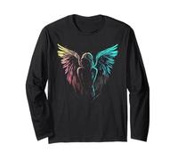 Engelsflügel Silhouette Kunst | Ätherisches Licht Langarmshirt
