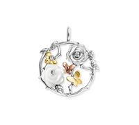 Engelsrufer Damen Anhänger Rose Garden aus Sterling Silber Tricolor mit Perlmutt- besetzt mit 2 Zirkonia Steinen - Ösenverschluss - nickelfrei - Größe: 25mm