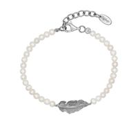 Armband ENGELSRUFER "The glory of pearls, Feder, ERB-GLORY-FEDER, ERB-GLORY-FEDER-G" Armbänder Gr. Silber 925 (Sterlingsilber)-Perlen, bunt (silberfarben, weiß) Damen Perlenarmbänder mit Süßwasserzuchtperle (35910515-0)
