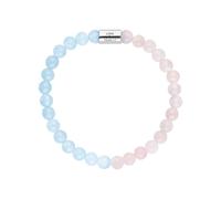 Engelsrufer Damen Stretch-Armband aus Sterling Silber mit 28 echten Edelstein Perlen Rosenquarz und Blauer Achat - Love & Health Gravur - nickelfrei - Größe: S