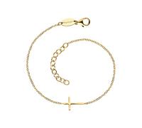 Engelsrufer Damen Armband aus vergoldetem Sterling Silber mit Kreuz Anhänger, Karabinerverschluss, längenverstellbar, nickelfrei