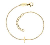Engelsrufer Armband aus Sterlingsilber mit Kreuz-Anhänger und Zirkonia Vergoldet, Länge: 17cm + 3cm, ERB-LILCROSS-ZI-G