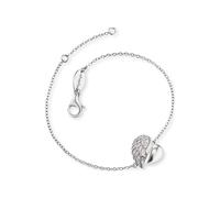Engelsrufer Armband Herzflügel mit 3 weißen synth. Zirkonia 925er-Sterlingsilber rhodiniert 11mm 15,5 + 2cm