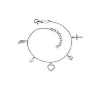 Engelsrufer Armband ERB-FLH-PE-ZI – Sterling Silber mit Zirkonia, Perle & Anhängern, silber