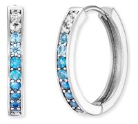 Paar Creolen ENGELSRUFER "Ocean Shade" Gr. 21, silber (silberfarben, kristallweiß, aquablau, blau, hellblau, kristallweiß, aquablau, blau, hellblau), Ohrringe, Damen, 21, Silber 925 (Sterlingsilber), 