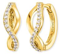 Engelsrufer Damen Creole Paradise aus vergoldetem Sterling Silber, besetzt mit 30 Zirkonia Steinen, Clipverschluss, nickelfrei, 16,5 mm, ERE-PARADISE-ZI-G-CR