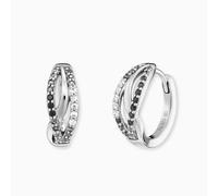 Engelsrufer Damen Yin Yang Infinity Creolen aus Sterling Silber - besetzt mit 44 weißen bis schwarzen Zirkonia Steinen - Clipverschluss - nickelfrei