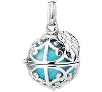 Engelsrufer Damen Anhänger für Halskette mit Flügel aus Sterling Silber mit austauschbarer Klangkugel M in der Farbe Türkis, Anhänger zum Öffnen, Größe: 19,5 cm, ER-23-26-M