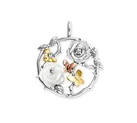 Engelsrufer Damen Anhänger Rose Garden aus Sterling Silber Tricolor mit Perlmutt- besetzt mit 2 Zirkonia Steinen - Ösenverschluss - nickelfrei - Größe: 25mm