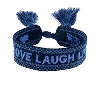 Engelsrufer Damen Armband aus Polyester und Baumwolle in schwarz blau mit LOVE LAUGH LIVE Stickerei - Kordelverschluss - größenverstellbar