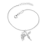 Engelsrufer Damen Armband aus Sterling Silber mit Feder und Engel Anhänger- besetzt mit 20 Zirkonia Steinen - Karabinerverschluss - längenverstellbar