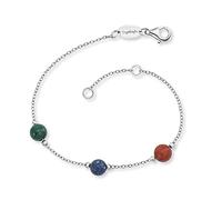 Engelsrufer Damen Armband aus Sterling Silber und drei Kraftsteinen Malachit, Lapislazuli, Roter Jaspis, Karabinerverschluss, in zwei Längen verstellbar, nickelfrei, ERB-LILGEM-3ST-02