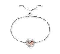 Engelsrufer Damen Armband aus Sterling Silber und Herz Anhänger Bicolor - besetzt mit 38 Zirkonia Steinen - Verstellbarer Schiebeverschluss - nickelfrei - Länge: 24 cm