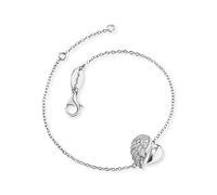 Engelsrufer Armband Herzflügel mit 3 weißen synth. Zirkonia 925er-Sterlingsilber rhodiniert 11mm 15,5 + 2cm