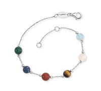 Engelsrufer Damen Armband aus Sterling Silber und sechs Kraftsteinen, echte Edelsteine, Karabinerverschluss, in zwei Längen verstellbar, nickelfrei, ERB-LILGEM-6ST
