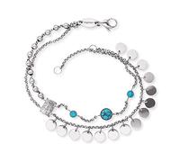 Engelsrufer Damen Armband Boho aus Sterling Silber mit drei türkisen Steinen und Lebensbaum Symbol Anhänger - in zwei Längen verstellbar - nickelfrei