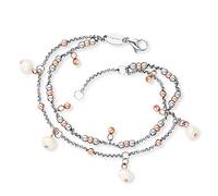 Engelsrufer Damen Armband Boho Perlen Sterling Silber bicolor - besetzt mit Edelstahl Kugeln und Süßwasserperlen - Karabinerverschluss - in zwei Längen verstellbar - nickelfrei