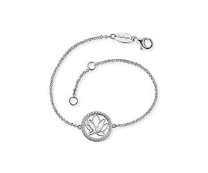 Engelsrufer Damen-Armband mit Lotus Blumen Anhänger, aus 925er Sterling Silber, verziert mit Zirkonia Steinen, Karabinerverschluss, Länge: 19cm, ERB-Lotus-ZI