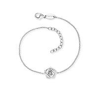 Engelsrufer Damen Armband Rose Garden aus Sterling Silber mit Rose aus Silber und weißem Zirkonia Stein - Karabinerverschluss - längenverstellbar- nickelfrei