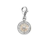 Engelsrufer Damen Charm Anhänger Windrose Silber aus Sterling Silber und Emaille - besetzt mit einem Zirkonia Stein - Karabinerverschluss - nickelfrei