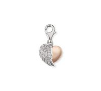 Engelsrufer Damen Charm Anhänger With Love Herzflügel Bicolor aus Sterling Silber, Mit Zirkonia, Karabinerverschluss, Nickelfrei, Allergikerfreundlich