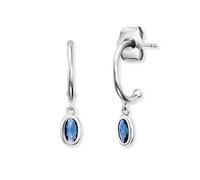 Engelsrufer Damen Creole aus Sterling Silber - besetzt mit 2 blauen Zirkonia Steinen - Steckverschluss - nickelfrei - 18mm